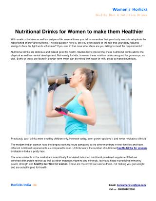 Nutritional Drinks for Women to make them Healthier