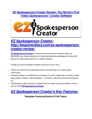 EZ Spokesperson Creator review and (Free) $21,400 Bonus & Discount