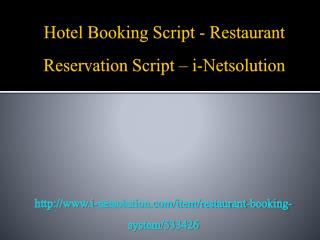 Hotel Booking Script - Restaurant Reservation Script – i-Netsolution