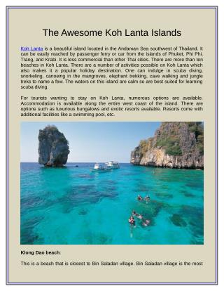 The Awesome Koh Lanta Islands