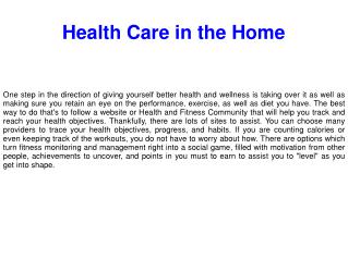 Health Care in the Home