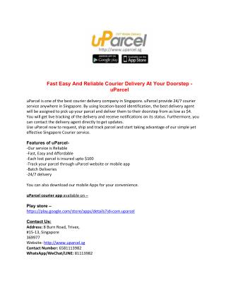 Fast Easy And Reliable Courier Delivery At Your Doorstep - uParcel