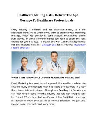 Healthcare Mailing Lists | B2B Email Experts