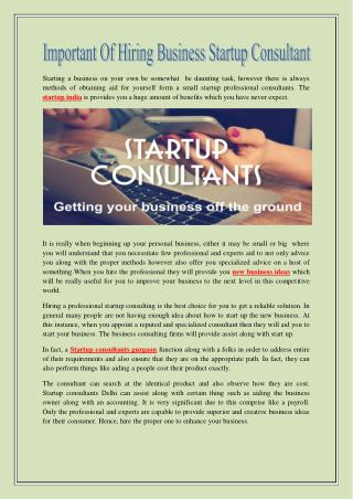 Important of Hiring Business Startup Consultant