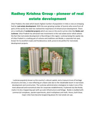 Radhey Krishna Group - pioneer of real estate development