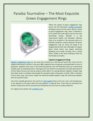 Paraiba Tourmaline – The Most Exquisite Green Engagement Rings