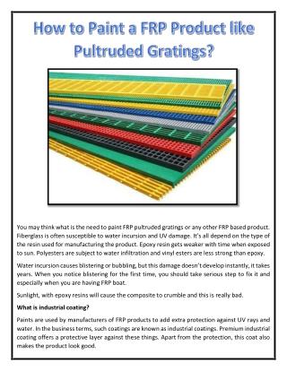 How to Paint a FRP Product like Pultruded Gratings?