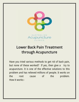 Lower Back Pain Treatment through Acupuncture