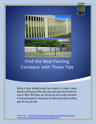 Find the Best Fencing Company with These Tips