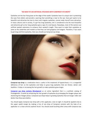 Buy Careprost Eye Drops Online - Secret of Long Eyelashes