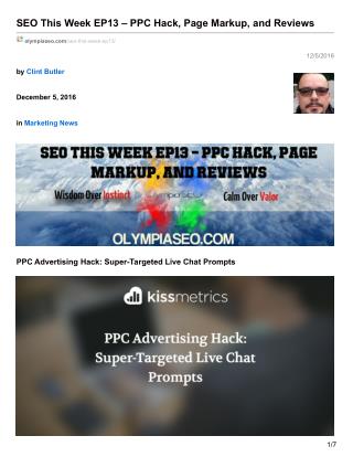 SEO This Week EP13 – PPC Hack, Page Markup, and Reviews