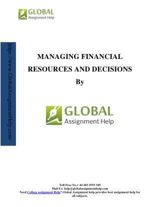 Sample on Managing Financial Resources and Decisions