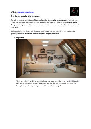 Get Villa Interior Design Ideas for Villa Bedrooms - Kuviostudio