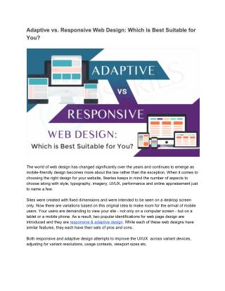 Adaptive vs. Responsive Web Design: Which is Best Suitable for You?