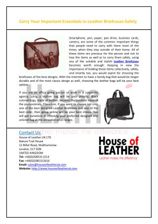 Carry Your Important Essentials in Leather Briefcases Safely