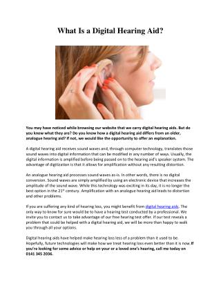 What is Digital Hearing Aids ?