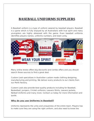 Baseball Uniforms Suppliers - Custom Look