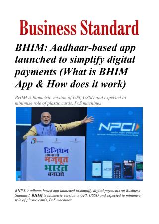BHIM: Aadhaar-based app launched to simplify digital payments