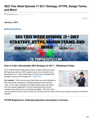 SEO This Week EP17 - 2017 Strategy, HTTPS, Design Terms, and More!