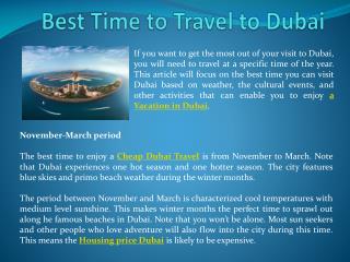 Best Time to Travel to Dubai