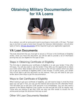 Obtaining Military Documentation for VA Loans