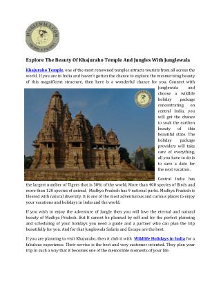 Explore the Beauty of Khajuraho Temple and jungles with Junglewala