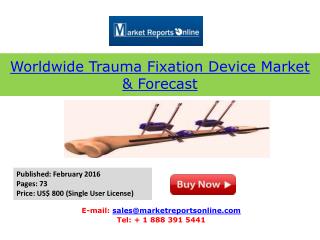 Trauma Fixation Device Market Analysis & Forecasts To 2020