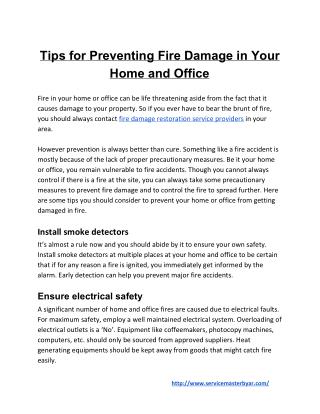 Tips for Preventing Fire Damage in Your Home and Office