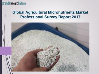 Global Agricultural Micronutrients Market Professional Survey Report 2017