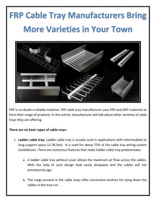 FRP Cable Tray Manufacturers Bring More Varieties in Your Town
