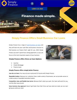 Simply Finance Offers Small Business Car Loans
