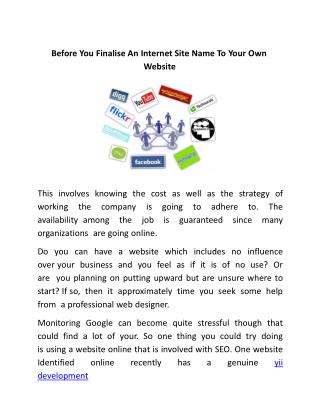 Before You Finalise An Internet Site Name To Your Own Website