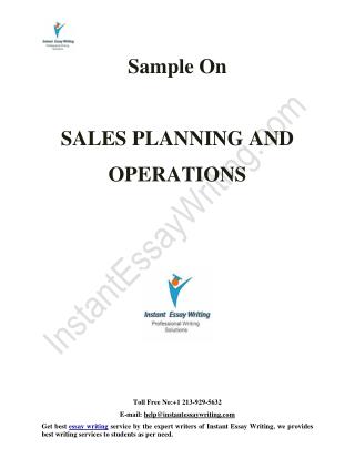 Sample Report on sales planning and operations by Experts