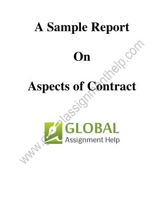 Sample on Aspects of Contract By Global Assignment Help