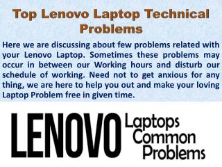 Top Problems that may affect Lenovo Laptop working Experiance