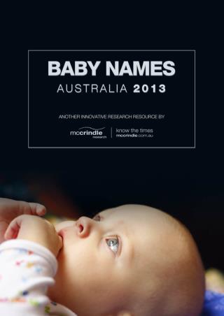 Baby Names Australia 2013 McCrindle Research