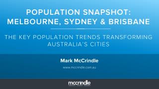 Population snapshot Sydney, Melbourne and Brisbane Mark McCrindle