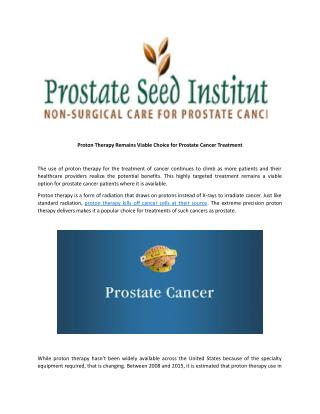 Proton Therapy Remains Viable Choice for Prostate Cancer Treatment