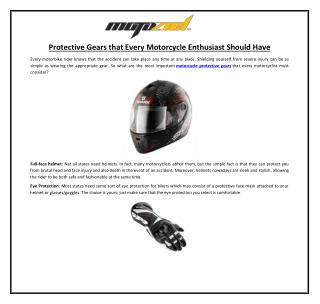 Protective Gears that Every Motorcycle Enthusiast Should Have