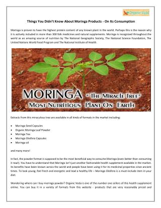Things You Didn’t Know About Moringa Products - On Its Consumption