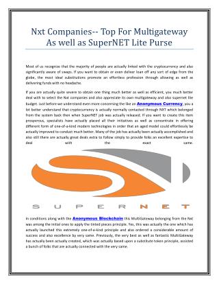 Nxt Companies-- Top For Multigateway As well as SuperNET Lite Purse 1