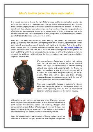 Men’s leather jacket for style and comfort
