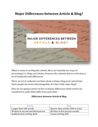 Major Differences between Article & Blog?