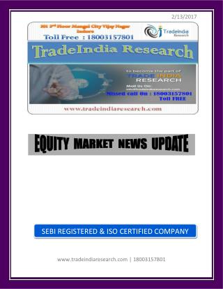 TradeIndia Research Weekly Equity Report