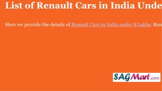 Renault Cars in India With Specification, Images Price