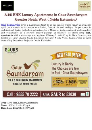 3/4/5 BHK Luxury Apartments in Gaur Saundaryam Greater Noida West(Noida Extension)