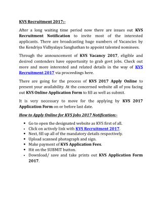 KVS Recruitment 2017