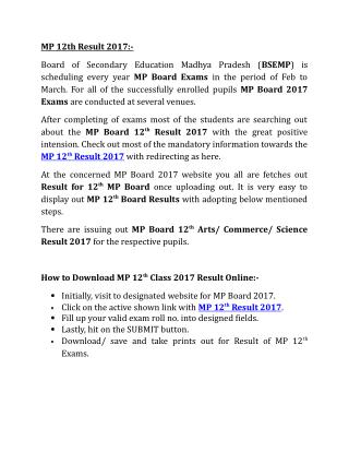 MP 12th Board Result 2017