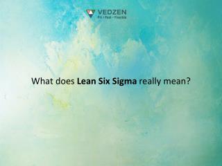 What Does Lean Six Sigma Really Mean?