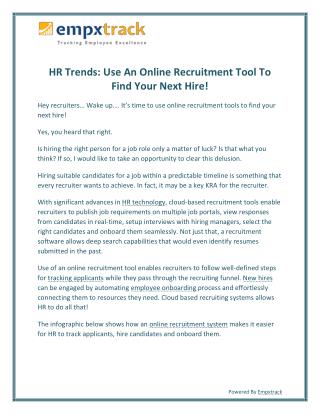 HR Trends: Use an Online Recruitment Tool to Find Your Next Hire!